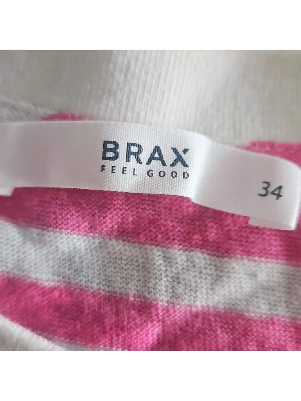Brax Linen Candice Striped Tee Pink & White Women’s Medium | Lightweight Summer - Picture 2 of 8